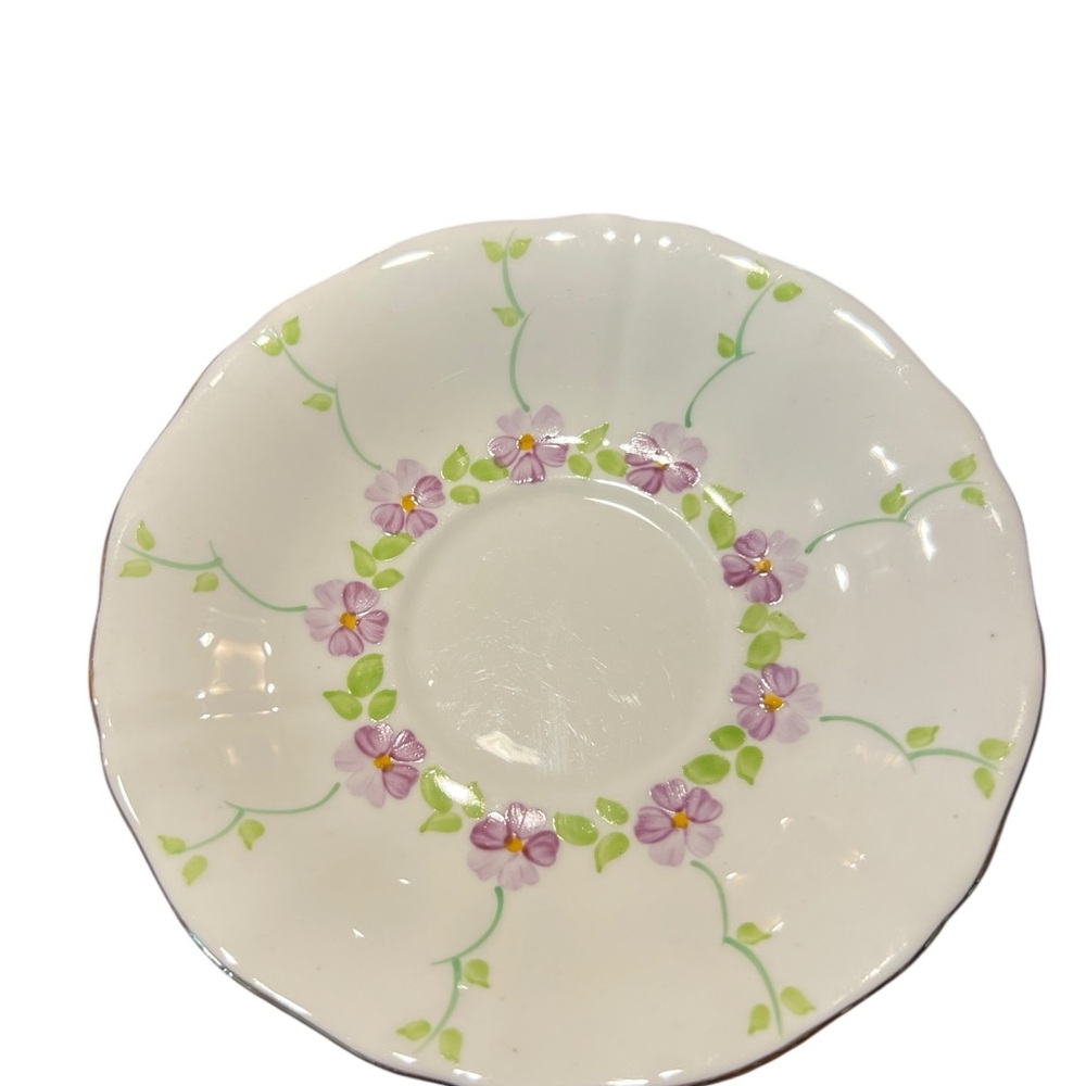 Adderley fine bone English china Floral White Plate with Purple Flowers